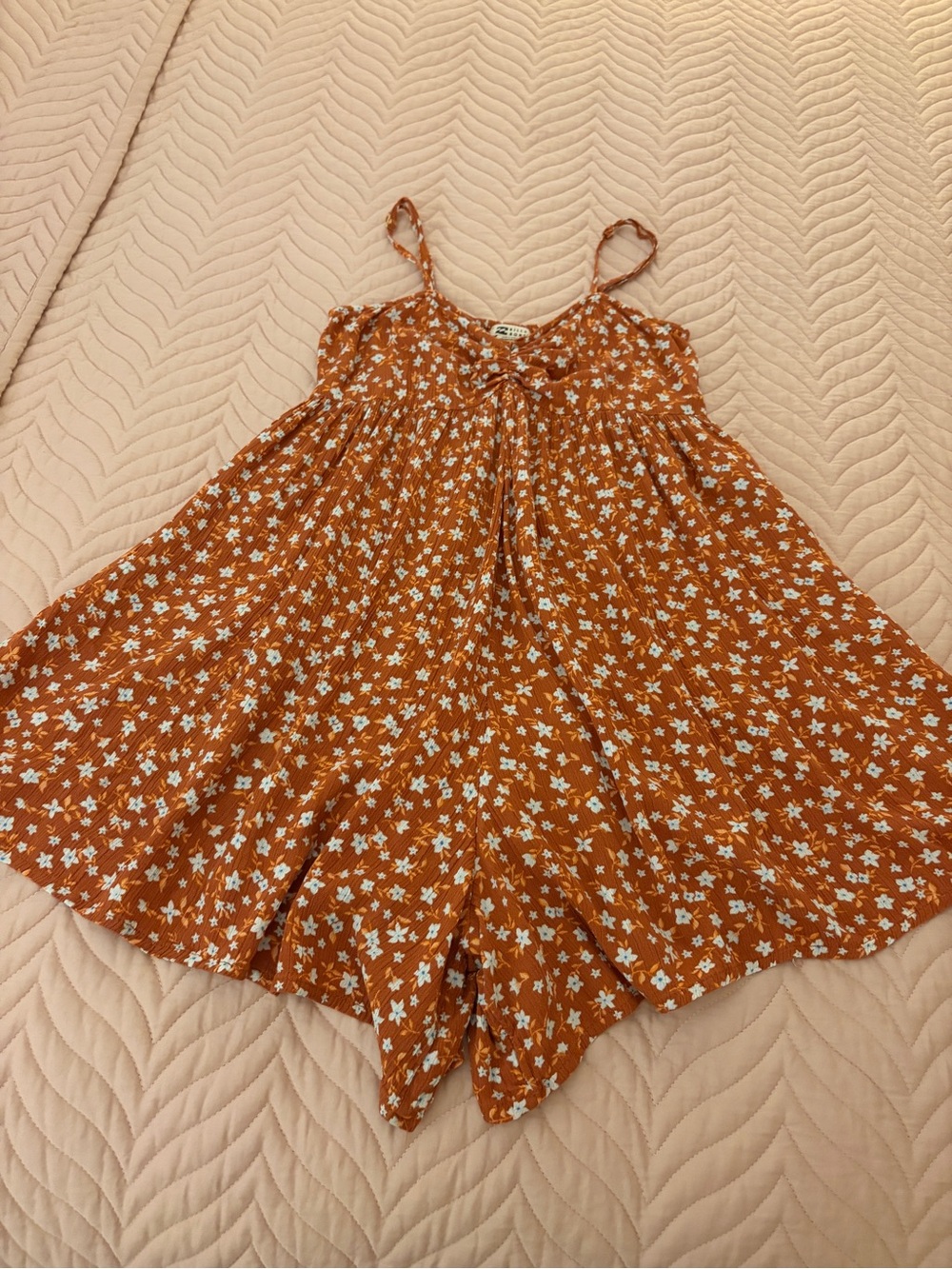Billabong Star Glow Romper S/P Small Petite Rust Floral 100% Viscose - Picture 4 of 9